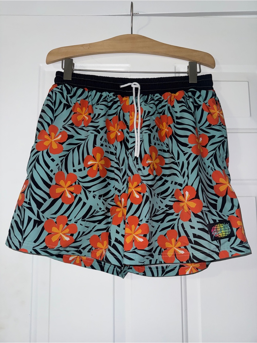 Slunks Tropical Floral Hibiscus Shorts Men’s XL 5.5” Hawaiian Print